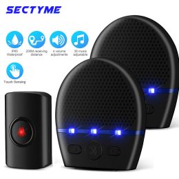 Control Sectyme Wireless Waterproof Doorbell 250m Remote Screen Button No Socket Required Receiver Smart Home Outdoor House Chimes