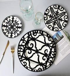 Whole kinds size black ceramic dishes dinnerware decorative bone china dinner plate sets steak dessert tableware7591549