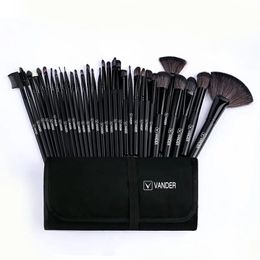 32pcs Black Makeup Brushes Natural Hair Professional Foundation Powder Eyeshadow Blush Makeup Brush Set With Case 240220