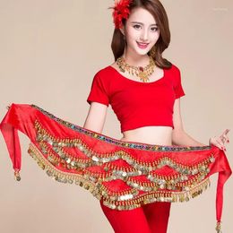 Stage Wear Women's Sweet Belly Dance Belt Est Multi-color Glass Silk Dancing Scarf Crystal Bellydance Waist Chain Hip