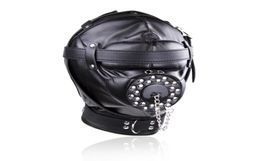 Black Soft Leather Head Bondage Fully Enclosed Fun Headgear Masks Sex Games Slave Head Hood BDSM Sex Toys3389574