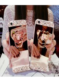 2021 New Antidrop Diamond Mirror Antifall Phone Case For iPhone 12 Pro Max XS XR Girls Women Bling Diamond WRing Case Cover Sil1730232