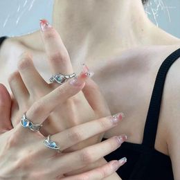 Cluster Rings MENGJIQIAO Korean Fashion Irregular Metal Open Adjustable For Women Girls Cute Delicate Opal Finger Ring Jewellery Gifts