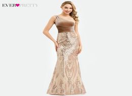 Ever Pretty Rose Gold Prom Dresses Long One Shoulder Sequined Elegant Formal Party Gowns Sexy Mermaid Dresses Gala Jurken 20198205622