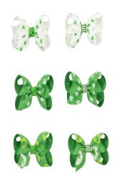 Irish St Patricks Day Hair Clips Kids Girls Ireland Shamrocks Diamond Hair Claws Kids Thread Clover Bow Barrettes Baby Accessorie8043594