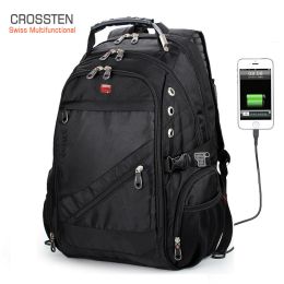 Backpack Crossten Water Resistant 15.6 Inch Laptop Backpack USB Charging Port Travel Bag Rucksack Schoolbag SwissMultifunctional Mochila