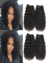 Brazilian Virgin Hair 4 Bundles Short Kinky Curly Human Hair 9A Peruvian Malaysian Indian Curly Hair Weave Natural Color 50gpcs T9385774