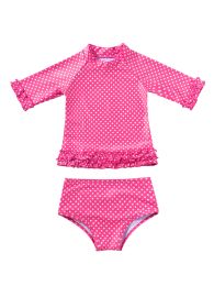 Swimwear Kids Bathing Suits New Two Piece Rash Guard Swimsuit Set Polka Dot Short Sleeve Baby Toddler Girls Swimming Suit Beach Wear