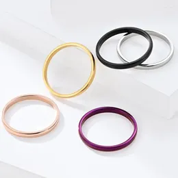 Wedding Rings Fashion 5 Different Colour Plated Titanium Stainless Steel Glaze Prime CircleRing 2MM Couple