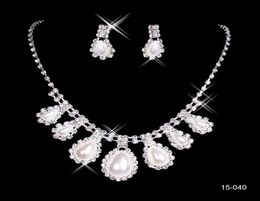 15040 Cheap Womens Bridal Wedding Pageant Rhinestone Necklace Earrings Jewellery Sets for Party Bridal Jewelry7911106