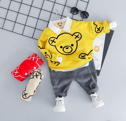 ZWXLHH 2019 New Style Baby Boy Girls Clothing Sets Children Kids Clothes Suit Toddle Bear Head T Shirt Pants Casual Suit SH1909078534348