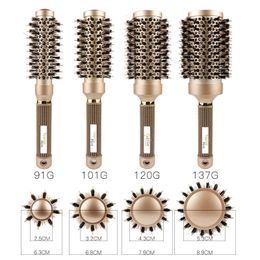 Round Brush Nano Thermal Ceramic Ionic Hair Brush Round Barrel Brush with Boar Bristles Enhance Texture for Hair Drying Styling 240229