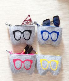 4 Colours Exquisite Wool Felt Cloth Eyeglass Case Women Sunglasses Boxes Children Zipper Bag 20PCsLot 2976513