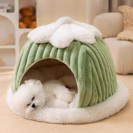 Mats New Winter Cozy Pet House Dogs Soft Nest Kennel Sleeping Cave Cat Dog Puppy Warm Thickening Tents Bed Nest For Small Dogs Cats