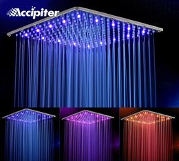 16 Inch 40cm 40cm Water Powered Rain Led Shower Head Without Shower ArmBathroom 3 Colours Led Showerhead Chuveiro Led 2009255035412