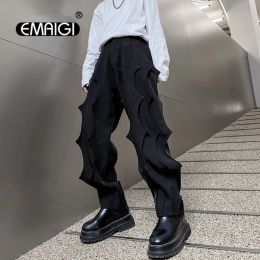 Pants Men Multi Pleated Loose Casual Harem Pants Male Streetwear Dark Black Fashion Hip Hop Gothic Punk Pants Trousers Women