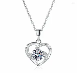 Chains Luxury Fashion S925 Sterling Silver D Colour 1 Moissanite Necklace Eternal Heart Pendant For Women Valentine's Day Gift