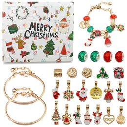 24 Countdown Calendar Advent Surprise Blind Box Set Christmas Charms Bracelet DIY Creative Ornaments Child Gifts 240226