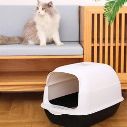 Boxes Pets Litter Box Basin Enclosed Spillproof Deodorant Toilet Cat Shovel Closed Sandbox Odor Proof Flip Over Pet Cat Litter Basin