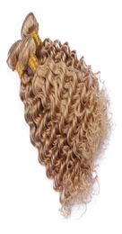 Brazilian 9A Human Hair Deep Wave Hair Bundles Pure Colour Honey Blonde 27 Hair Weaves Deep Curly Weave Hair Extensions For Woman347572817