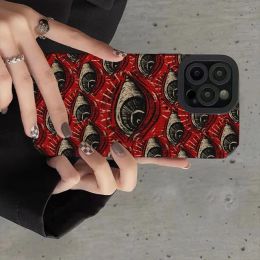 Soft TPU Phone Case For iPhone 15 14 12 11 13 Pro Max 14Plus 12 13 Mini 7 8 Plus X XS Max XR Spooky Scary Red Eye Pattern Back Cover