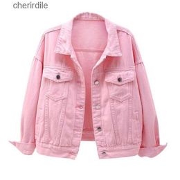 Women's Jackets Jackets Plus Size Denim Spring Autumn Short Coat Pink Jean Casual Purple Yellow White Outerwear KW02 240301