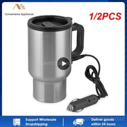 Tools 1/2PCS 12V 450ml Electric Water Kettle Stainless Steel Car Heating Cup Coffee Tea Car Cup Mug Travel Water Coffee Milk Thermal