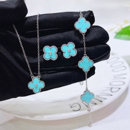 Sweet Clover Bracelet Luxury Designer earrings necklaces bracelets for women light purple stone short choker necklace link chain bangle earring ear rings Jewellery