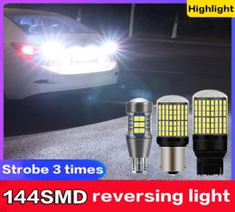 2 Pieces 144 LED Strobe 3 time LED reversing light backup lamp bulb 1156 T20 T15 LED P21w W16W W21w 7440 White 6000K BAU15S7458372