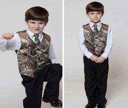 Real Tree Camo Boy039s Formal Wear Vests With Ties Camouflage Groom Boy Vest Cheap Satin Custom Formal Wedding Vests Camouflage7423032