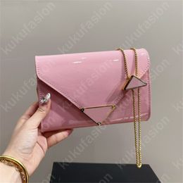 Designer Small Shoulder Bag For Women Crossbody Handbags Triangular Fashion Chain Patent Leather Bag Luxury Envelope Bag Casual Purse