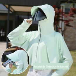 Jackets Sun Protection Jacket For Women Coat Sunscreen Clothing With Rotatable Detachable Lenses Glasses Hat Brim Summer Travel Riding