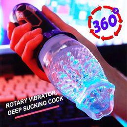 Automatic Electric Piston Rotating Sucker Male Blowjob Masturbator Cup Vagina Dildo Real Oral Vibrator Sex Toys for Men Machine 240227