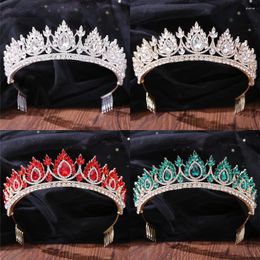 Hair Clips Baroque Crystal Crown Tiara With Comb Rhinestone Prom Princess Diadem Tiaras And Crowns For Women Bride Wedding Accessories