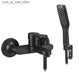 Bathroom Sink Faucets Bakala black brass bathroom shower faucet bathroom faucet mixer faucet with manual shower head wall mounted black shower Q240301