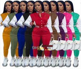 Fall Winter Tracksuits Joggers Suit Sweat Pant Baseball 2 Piece Jacket Set Two Piece Pants For Women3057016