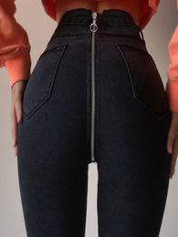 Retro Back Zipper Jeans Women High Waist Black Denim Jeans Pants Skinny Club Butty Lifting Sexy Pants for Women6737614