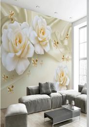 Warm roses silk TV background mural 3d wallpaper 3d wall papers for tv backdrop4045021