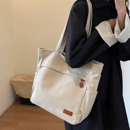 Canvas Bags Winter Women's Versatile Tote Bag Large Capacity Solid Color Handheld Shoulder Trendy