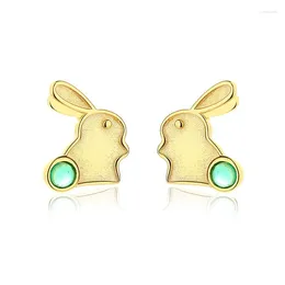 Stud Earrings EP-12 ZFSILVER S925 Silver Korean Fashion Luxury Trendy Gold Animal Green Lovely Jewelry Women Match-all Gifts