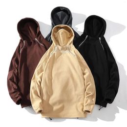 Men's Hoodies Autumn And Winter Sweater Large Shoulder Double Zipper Off Hooded Multi Colour Coat