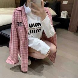 Women's Blouses & Shirts designer Designer Brand 2023 Loose Fitting Collar Long Sleeved Plaid Style Western-style Embroidered Jacket Shirt Clothing BQ97 JNKX