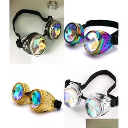 Outdoor Eyewear Fashion Kaleidoscope Glasses Steam Punk Man And Women Dazzling Colour Goggles Creative Street Pat Trend Party Cosplay Dhp61