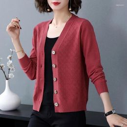 Women's Knits Spring Autumn Knitted Cardigan Loose Short Top Fashion Sweater Coat Vintage Buttons Knitwears Cardigans Para Mujer