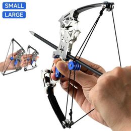 Bow Arrow 2 Size Mini 304 Stainless Steel Compound Bow Small Pulley Bow Arrow Shooting Toy Indoor and Outdoor Decompression Bowstring Set YQ240301