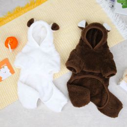 Rompers Pet Clothes Autumn Winter Plush Jumpsuit Small Dog Hoodie Cute Warm Sweater Bear Costume Puppy Velvet Pullover Chihuahua Poodle