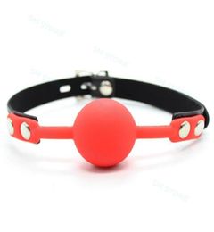 Solid Silicone Leather Strap Oral Harness 4CM Big Ball Mouth Gag Muzzle Loacking R453407632