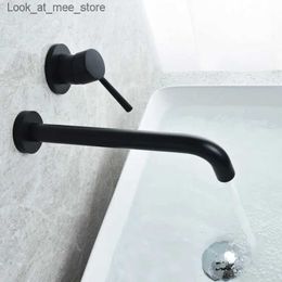 Bathroom Sink Faucets faucet wall mounted hot and cold mixer sink rotary nozzle single stem handle embedded Q240301