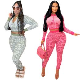 YF8229 Women's Casual Positioning Printed Two Piece Overpants Set