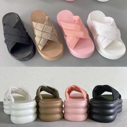 Designer Slides women sandals Summer Sandal Thick Soles Cross Strap Sandals Soft Rubber Sole Comfortable Slippers Big Size 45 458